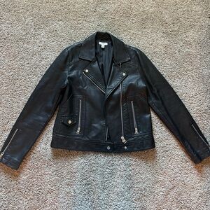 Topshop Black Faux Leather Biker Jacket M